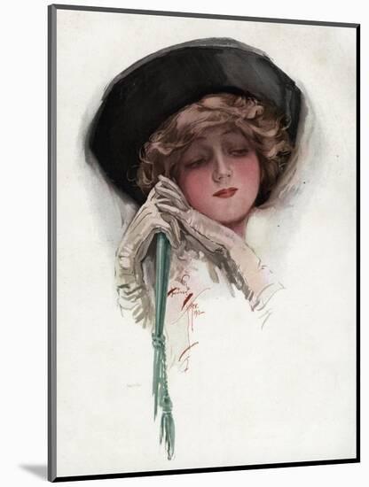 Woman with White Wrist Gloves-Harrison Fisher-Mounted Art Print