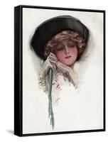 Woman with White Wrist Gloves-Harrison Fisher-Framed Stretched Canvas