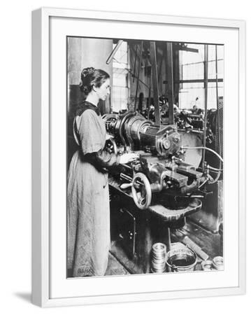 'Woman Working at Internal Thread Milling Machine' Photographic Print ...