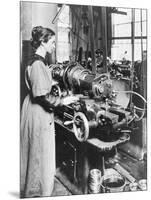 Woman Working at Internal Thread Milling Machine-null-Mounted Photographic Print