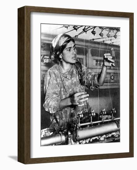 Woman Working in the Silk Industry, Samarkand, Uzbekistan, 1936-null-Framed Giclee Print