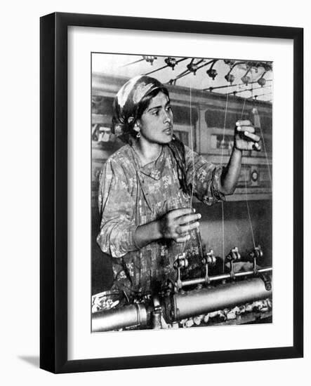 Woman Working in the Silk Industry, Samarkand, Uzbekistan, 1936-null-Framed Giclee Print