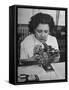 Woman Working in Watch Factory-null-Framed Stretched Canvas