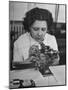 Woman Working in Watch Factory-null-Mounted Photographic Print