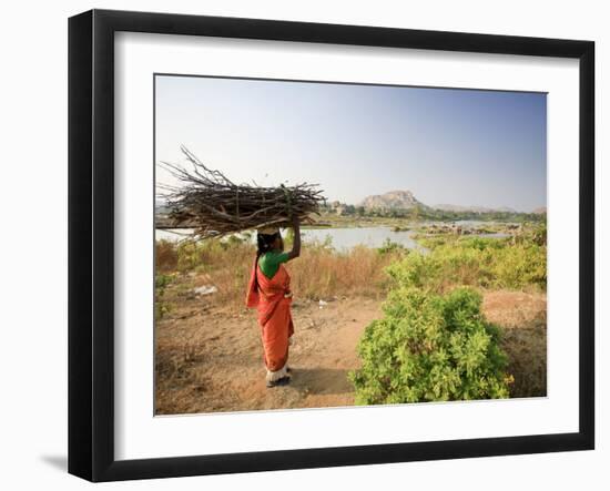 Woman Working Near Hampi, Karnataka, India-Michele Falzone-Framed Photographic Print