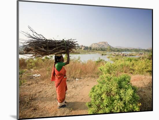 Woman Working Near Hampi, Karnataka, India-Michele Falzone-Mounted Photographic Print