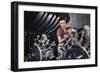 Woman Working on Aircraft Engines-null-Framed Premium Giclee Print