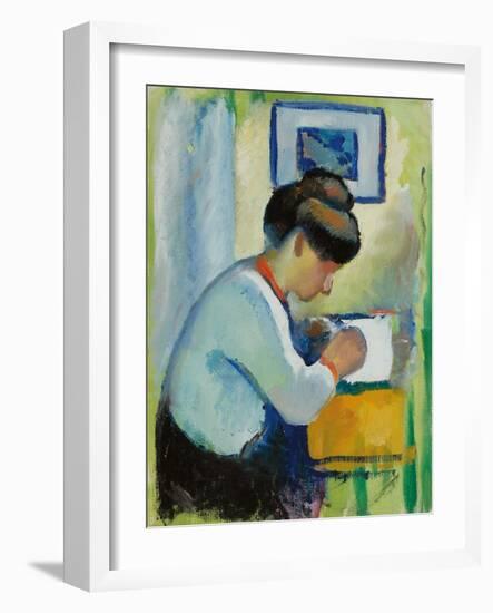 Woman Writing, 1910-August Macke-Framed Giclee Print