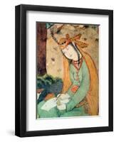 Woman Writing in the Court of Shah Abbas I 1585-1627-null-Framed Giclee Print