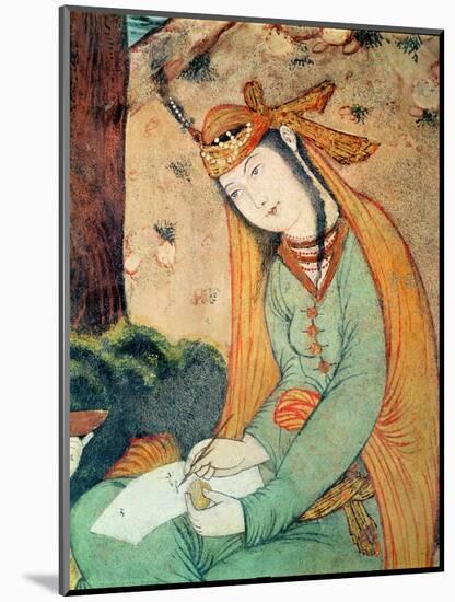 Woman Writing in the Court of Shah Abbas I 1585-1627-null-Mounted Giclee Print