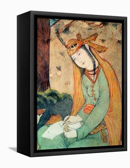 Woman Writing in the Court of Shah Abbas I 1585-1627-null-Framed Stretched Canvas