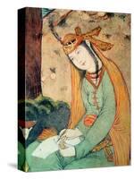 Woman Writing in the Court of Shah Abbas I 1585-1627-null-Stretched Canvas