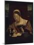 Woman Writing, Painting by the Master of the Female Half-Figure, First Half of 16th Century-null-Mounted Giclee Print