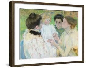 Women Admiring a Child, 1897 (Pastel on Paper)-Mary Cassatt-Framed Giclee Print