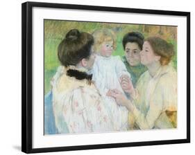 Women Admiring a Child, 1897 (Pastel on Paper)-Mary Cassatt-Framed Giclee Print