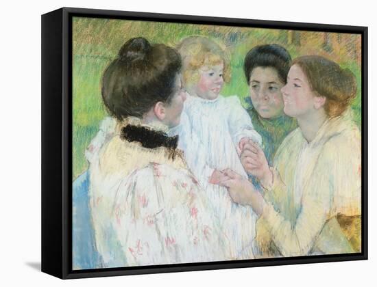 Women Admiring a Child, 1897 (Pastel on Paper)-Mary Cassatt-Framed Stretched Canvas