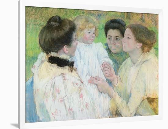 Women Admiring a Child, 1897 (Pastel on Paper)-Mary Cassatt-Framed Giclee Print