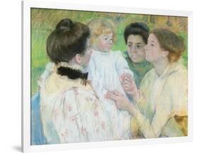 Women Admiring a Child, 1897 (Pastel on Paper)-Mary Cassatt-Framed Giclee Print