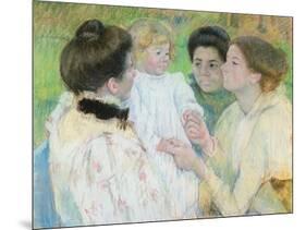 Women Admiring a Child, 1897 (Pastel on Paper)-Mary Cassatt-Mounted Giclee Print