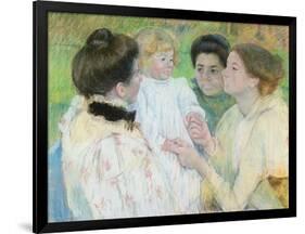 Women Admiring a Child, 1897 (Pastel on Paper)-Mary Cassatt-Framed Giclee Print