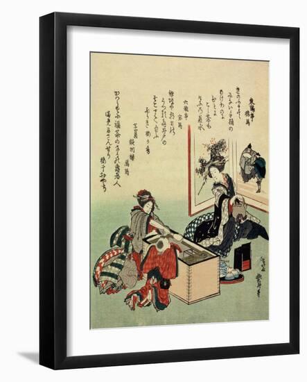 Women and a Boy by Brazier (Hibach), 1816-Katsushika Hokusai-Framed Giclee Print