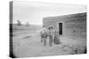 Women and Child Outside Ranch House-null-Stretched Canvas