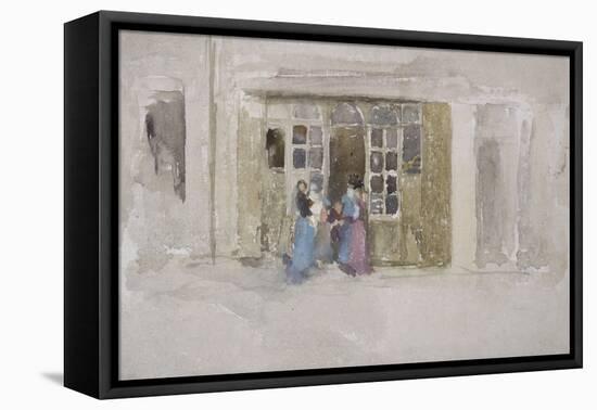 Women and Children at a Shop Door, c.1888-James Abbott McNeill Whistler-Framed Stretched Canvas