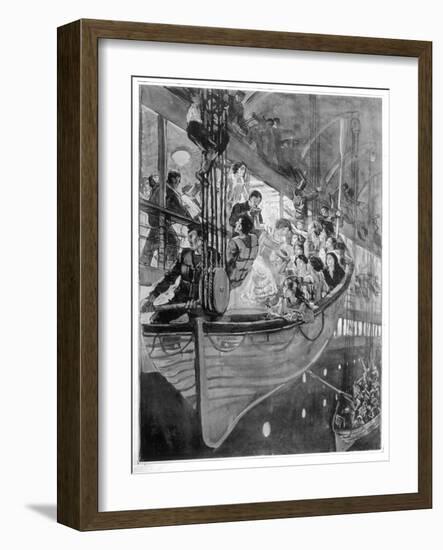 Women and Children Board a Lifeboat on B-Deck-null-Framed Art Print