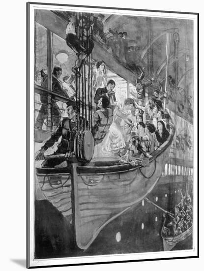 Women and Children Board a Lifeboat on B-Deck-null-Mounted Art Print