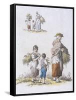 Women and Children Gleaning, Provincial Characters, 1802-William Henry Pyne-Framed Stretched Canvas