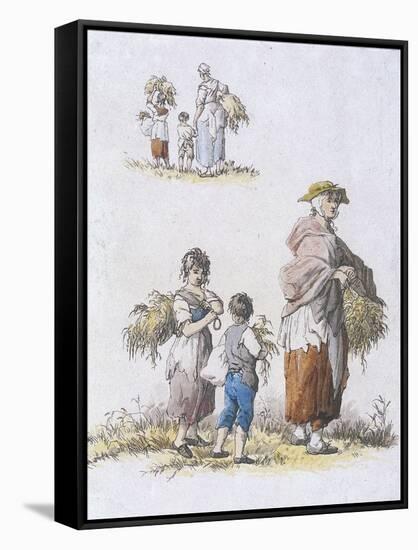 Women and Children Gleaning, Provincial Characters, 1802-William Henry Pyne-Framed Stretched Canvas