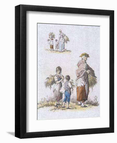 Women and Children Gleaning, Provincial Characters, 1802-William Henry Pyne-Framed Giclee Print