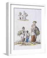 Women and Children Gleaning, Provincial Characters, 1802-William Henry Pyne-Framed Giclee Print