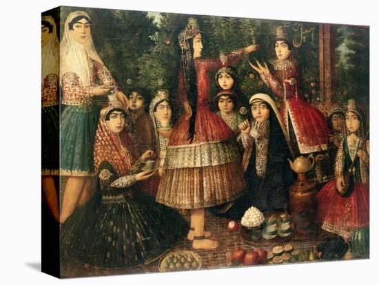 Women and Children in a Garden, 19th Century-null-Stretched Canvas