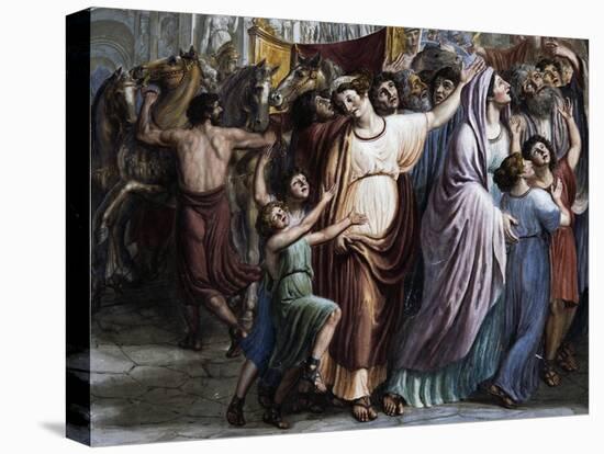 Women and Children, Stories of Emperor Trajan, Hall of General Council of Republic of Lucca-Horace Scoppa-Stretched Canvas