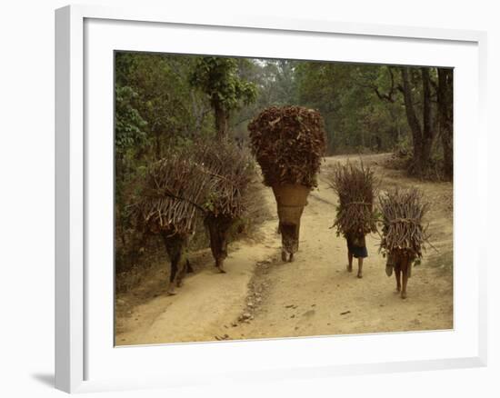 Women and Children Walking on a Country Road, North of Kathmandu, Nepal-Liba Taylor-Framed Photographic Print