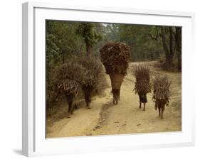 Women and Children Walking on a Country Road, North of Kathmandu, Nepal-Liba Taylor-Framed Photographic Print