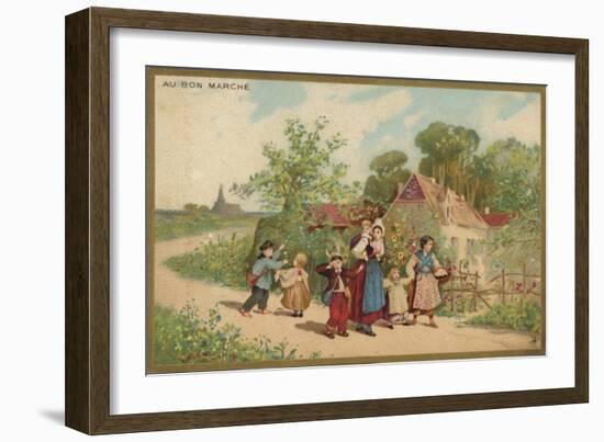 Women and Children Walking-null-Framed Giclee Print