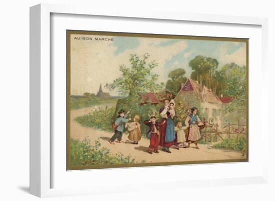 Women and Children Walking-null-Framed Giclee Print