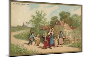 Women and Children Walking-null-Mounted Giclee Print