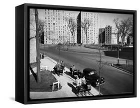 Women and Couples Walking Babies in Carriage in Parkchester Housing Development in the Bronx-Alfred Eisenstaedt-Framed Stretched Canvas