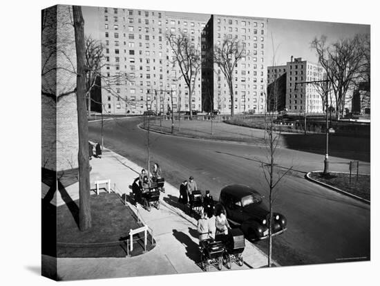 Women and Couples Walking Babies in Carriage in Parkchester Housing Development in the Bronx-Alfred Eisenstaedt-Stretched Canvas