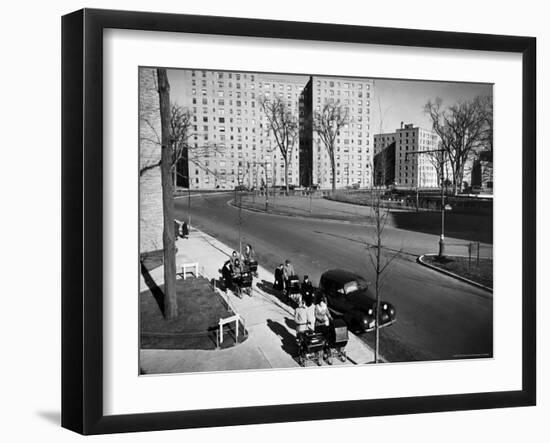 Women and Couples Walking Babies in Carriage in Parkchester Housing Development in the Bronx-Alfred Eisenstaedt-Framed Photographic Print