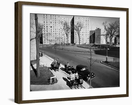 Women and Couples Walking Babies in Carriage in Parkchester Housing Development in the Bronx-Alfred Eisenstaedt-Framed Photographic Print