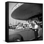 Women and Girls, in Convertible at Drive In, Greet Female Car Hop, Who Just Brought Their Drinks-Nina Leen-Framed Stretched Canvas