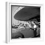 Women and Girls, in Convertible at Drive In, Greet Female Car Hop, Who Just Brought Their Drinks-Nina Leen-Framed Photographic Print