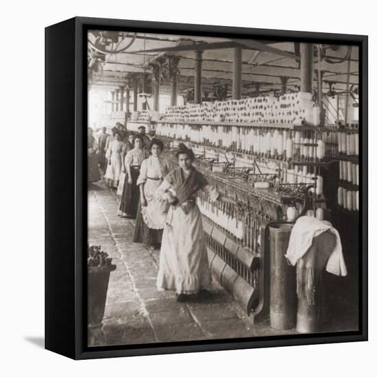 Women and Girls Working in the Spooling Room of a Cotton Mill in Malaga, Spain. 1898-null-Framed Stretched Canvas