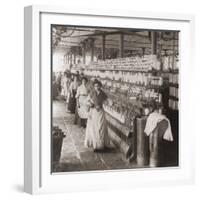 Women and Girls Working in the Spooling Room of a Cotton Mill in Malaga, Spain. 1898-null-Framed Photo