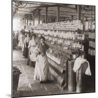 Women and Girls Working in the Spooling Room of a Cotton Mill in Malaga, Spain. 1898-null-Mounted Photo