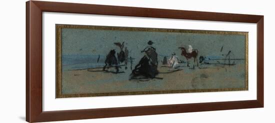 Women and Horse on the Beach-Eugène Boudin-Framed Giclee Print